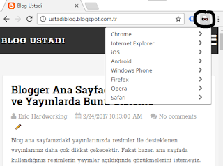 bilgisayardan web sayfalarının mobile versiyonunu açma