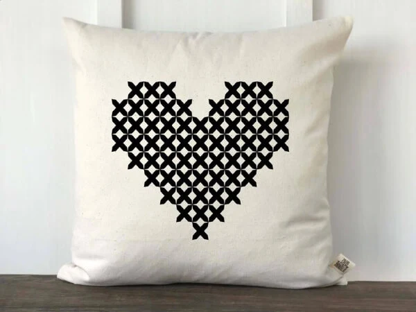 graphic heart pillow