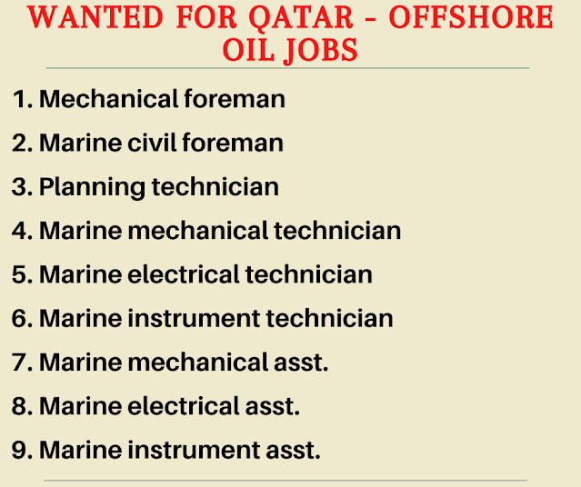 Wanted for Qatar - Offshore oil jobs