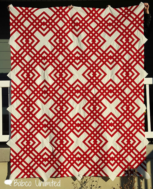 BabcoUnlimited.blogpsot.com - Red & White Quilt, Modern Quilt, 2 color Quilt