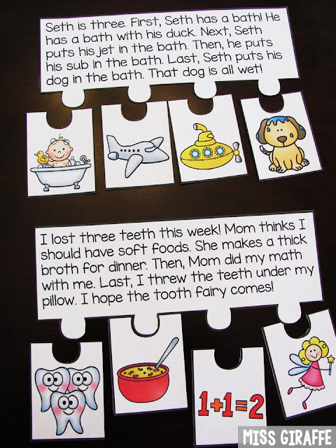 Digraphs reading fluency puzzles where kids read the digraphs passages then sequence the events of the story - so much practice in one little activity!!