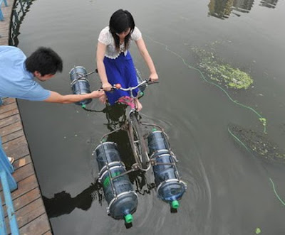 Unusual Modified Bicycle Rides on Water Seen On goodday