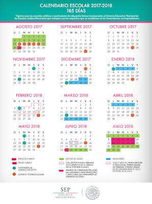 Calendario Escolar para el Ciclo Escolar 2017 - 2018