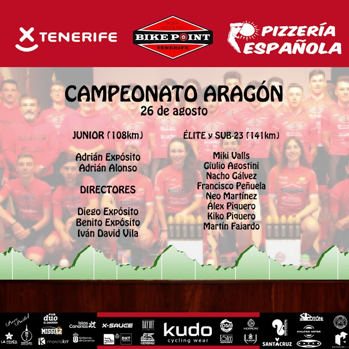 El Tenerife BikePoint Pizzería Española correrá con los juniors, élites y Sub23 en Aragón