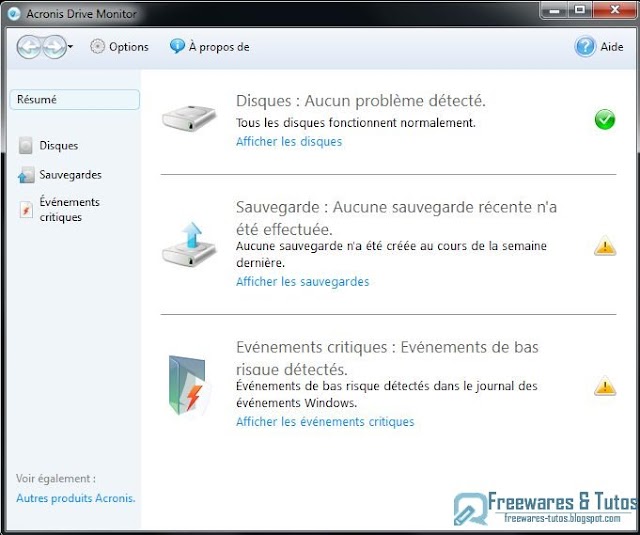 Acronis Drive Monitor : un logiciel gratuit pour surveiller l'état de santé des disques durs