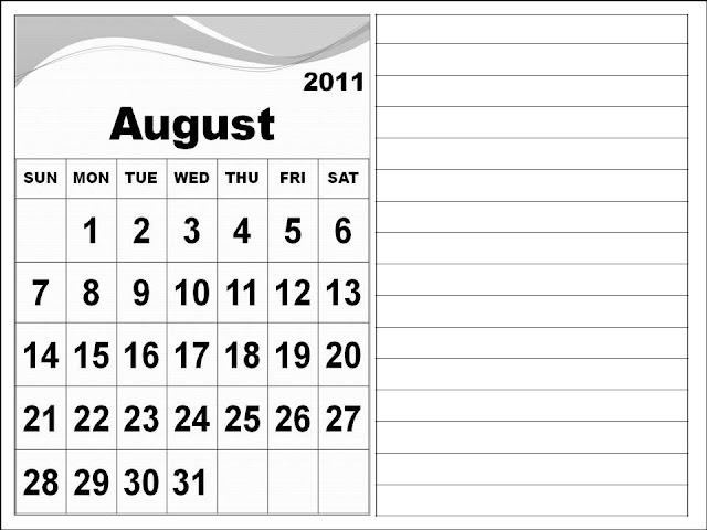 2011 calendar printable. august 2011 calendar printable