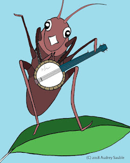 a cricket playing a banjo