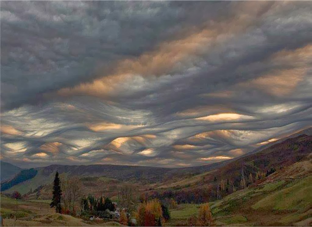 Undulating clouds.