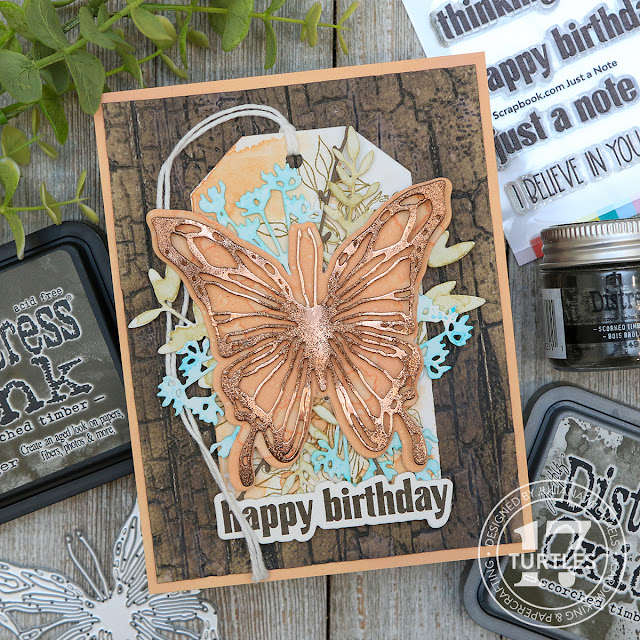 Happy Birthday Card by Juliana Michaels featuring Tim Holtz Distress Ink Scorched Timber