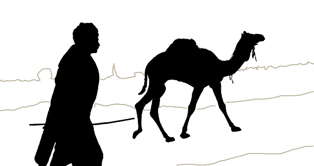 camel and man silhouette