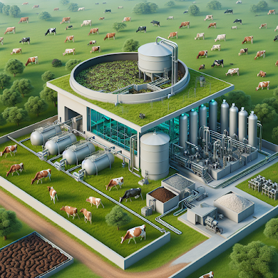 image of a biogas plant utilizing cow dung