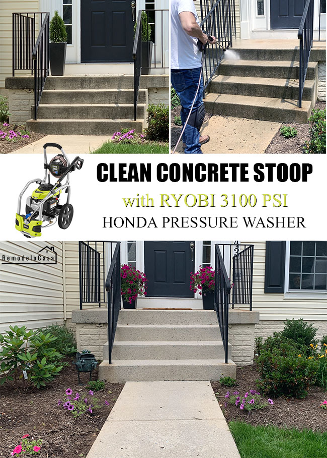 Ryobi 3100 psi Honda pressure washer - how to clean concrete stoop