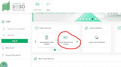 Check driving license status in Saudi Arabia without login absher.