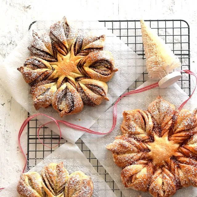 Receta para preparar estrella de pan dulce con 3 rellenos