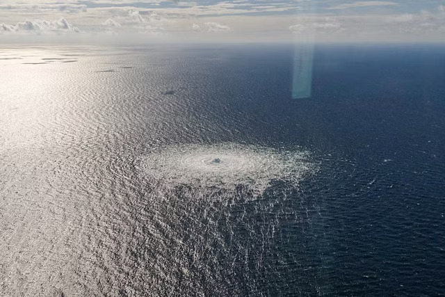 Cover Image Attribute: Gas leak at Nord Stream 2 as seen from the Danish F-16 interceptor on Bornholm, Denmark; September 27, 2022. / Source: Reuters