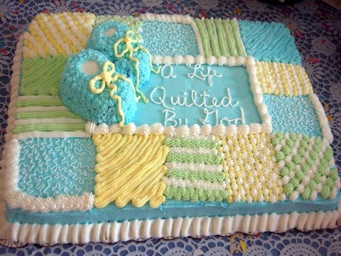 Baby  Shower Cakes on Cake Place  Quilted Baby Shower Cake For Boy