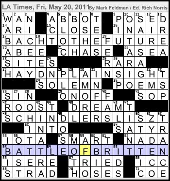 Crossword Puzzles Times on Ginger Roots  Friday May 20  2011 Mark Feldman