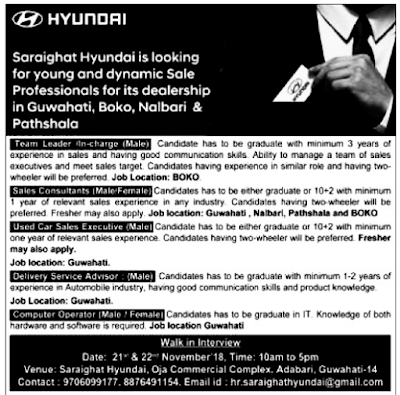 Saraighat Hyundai Walk in Interview