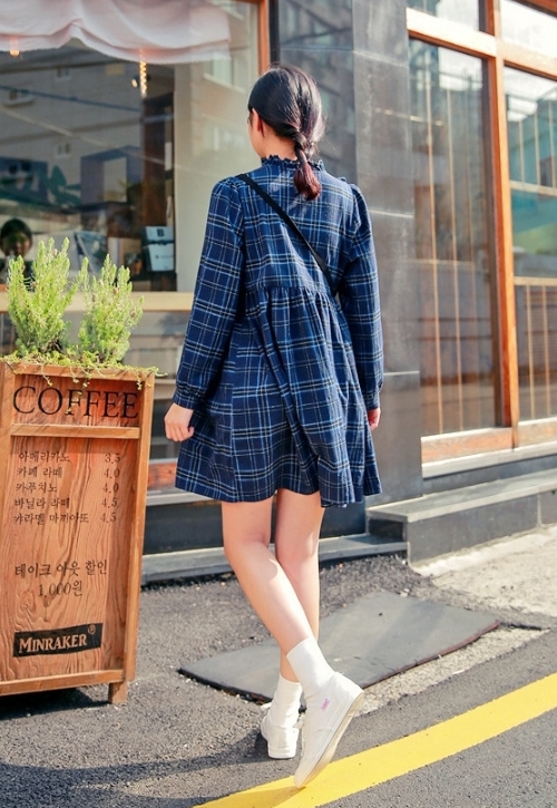 Empire Waist Check Dress