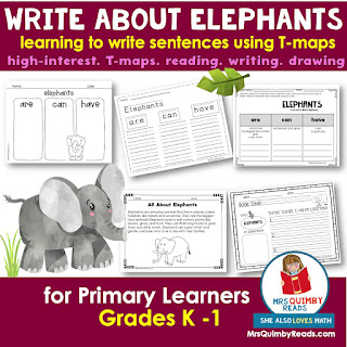 write about elephants, 1st grade ELA, teaching resources