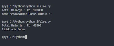 Output Percabangan IF ELSE Python