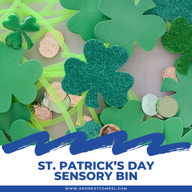 Simple St. Patrick's Day sensory bin for kids