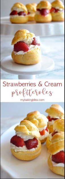Strawberries & Cream Profiteroles