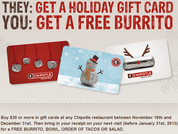 Frugal NYC Girl: Chipotle Gift Card Deal