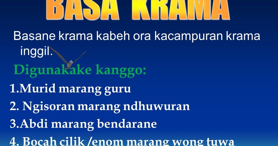 Daftar Kosa Kata  Krama  Inggil Bahasa Jawa  MUDA MUDI 