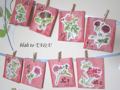 tea envelopes, upcycle tea, paper crafts, tea crafts, blah to TADA, recycle, flowers, magazine cutout, collage, seating cards, gift tags