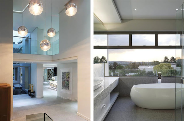 Hallway and modern bathroom in Modern Luxury House In Johannesburg