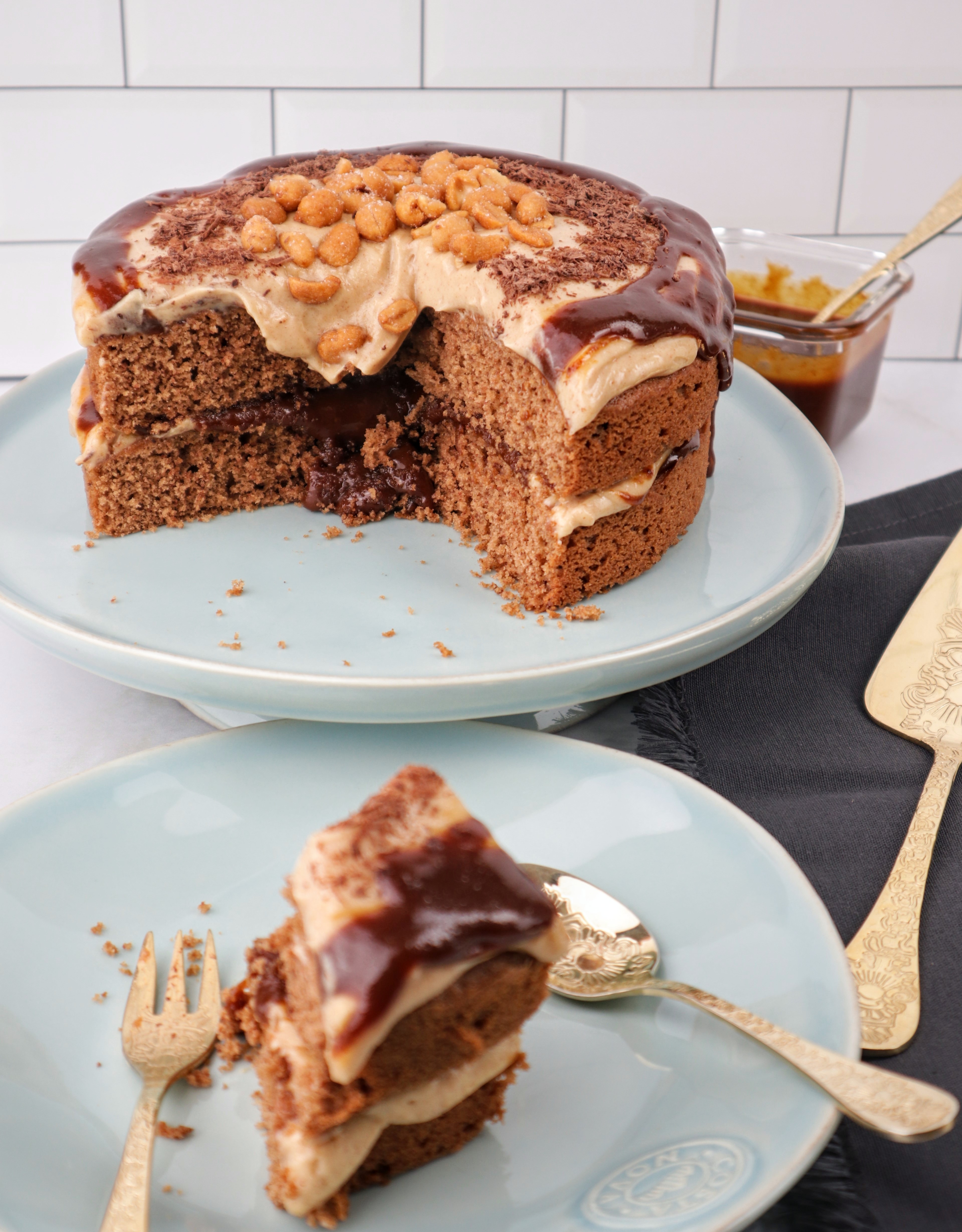 Bolo de Chocolate, Caramelo Salgado e Amendoim