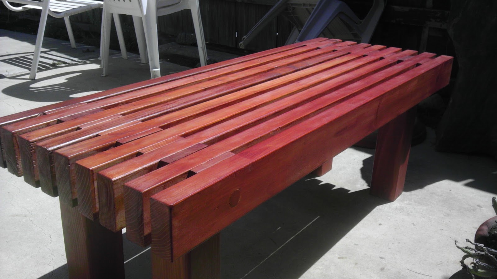DIY Redwood Garden Bench