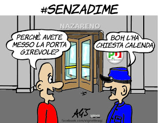 calenda, tessera pd, senza di me, politica, nazareno, vignetta, satira