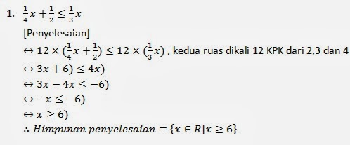 Pertidaksamaan linear satu variabel - Belajar Matematika 