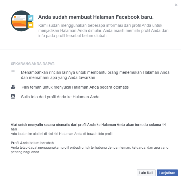 Mengubah akun facebook menjadi fanpage