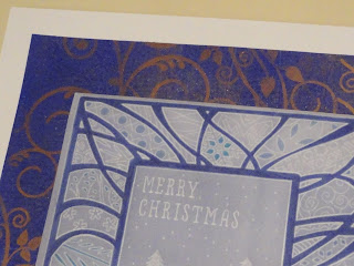Christmas card using stencils and Groovi - close up