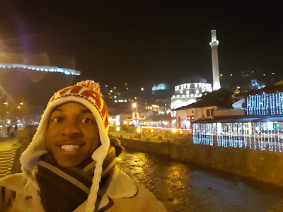 Pretending I'm not cold along the river in Prizren, Kosovo