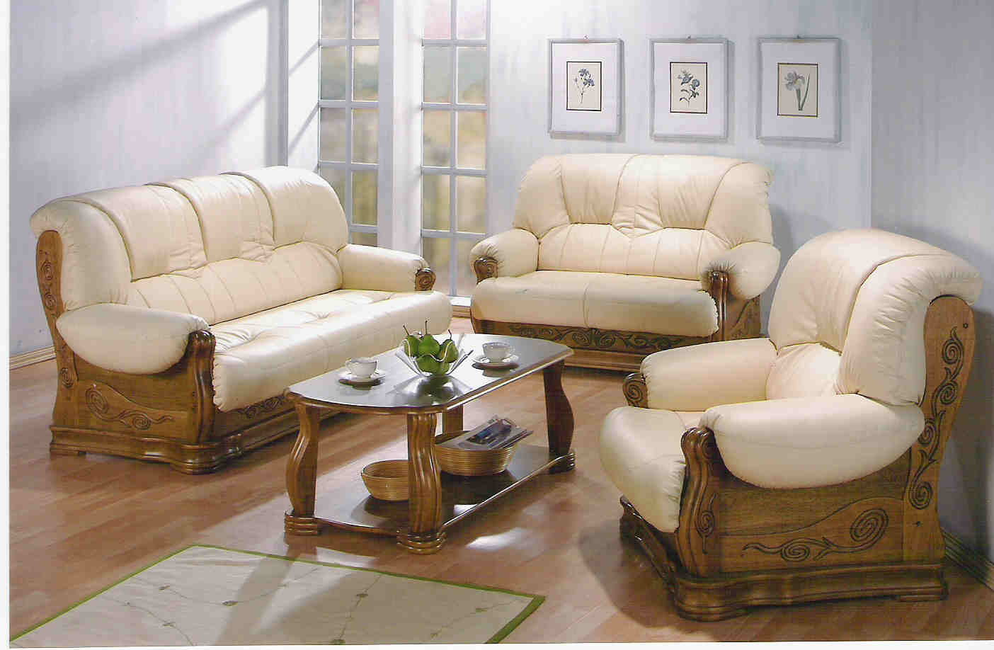 Sofa set Made of shishum wood With Top glass table made of 
