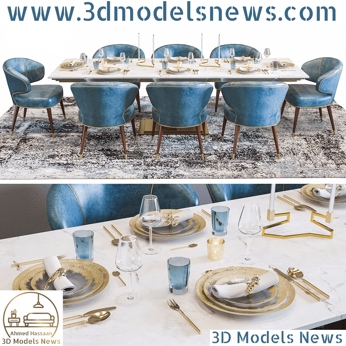 Luxury Ottiu Restaurant Table Set Model