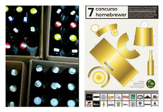 Cervezas caseras y el cartel del Concurso Homebrewer