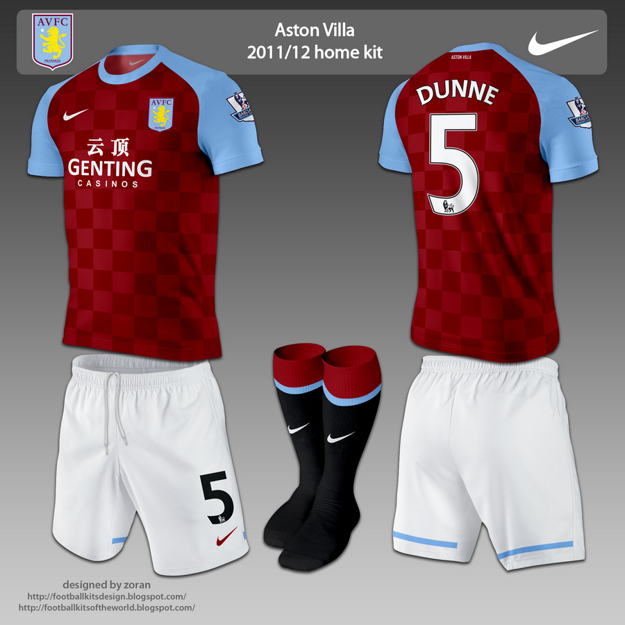 football kits of the world: Aston Villa FC 2011-2012 home ...