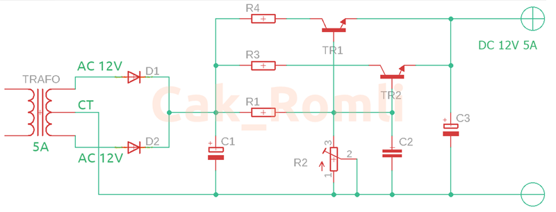 Rangkaian Power Supply 12V 5A Sederhana dan Stabil