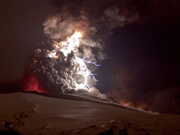 iceland volcano lightning wallpaper. Lightning crackles within the