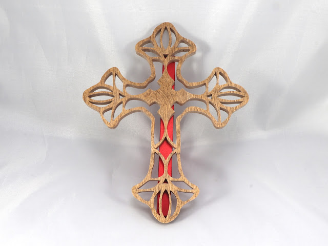 Wooden Cross, Handmade Rustic Filigree/Fretwork Cross made from New Reclaimed Unfinished Hardwood Flooring, Christian Wall Hanging Art