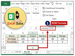 Example 3 ROW Function