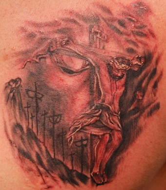 1 3d font script tattoo 2 3 dimensional tattoo of Jesus on cross