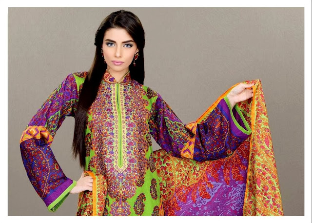 Umar Sayeed Collection 2013-14 By Alkaram Textile Embroidered Dresses For Women & Girls Fashion