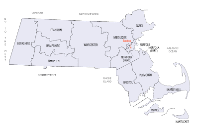 Massachusetts County Map Region