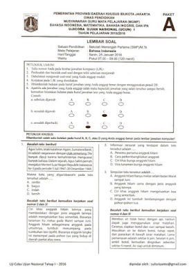 Soal UCUN / Uji Coba UN SMP Tahun 2016 Tahap 1